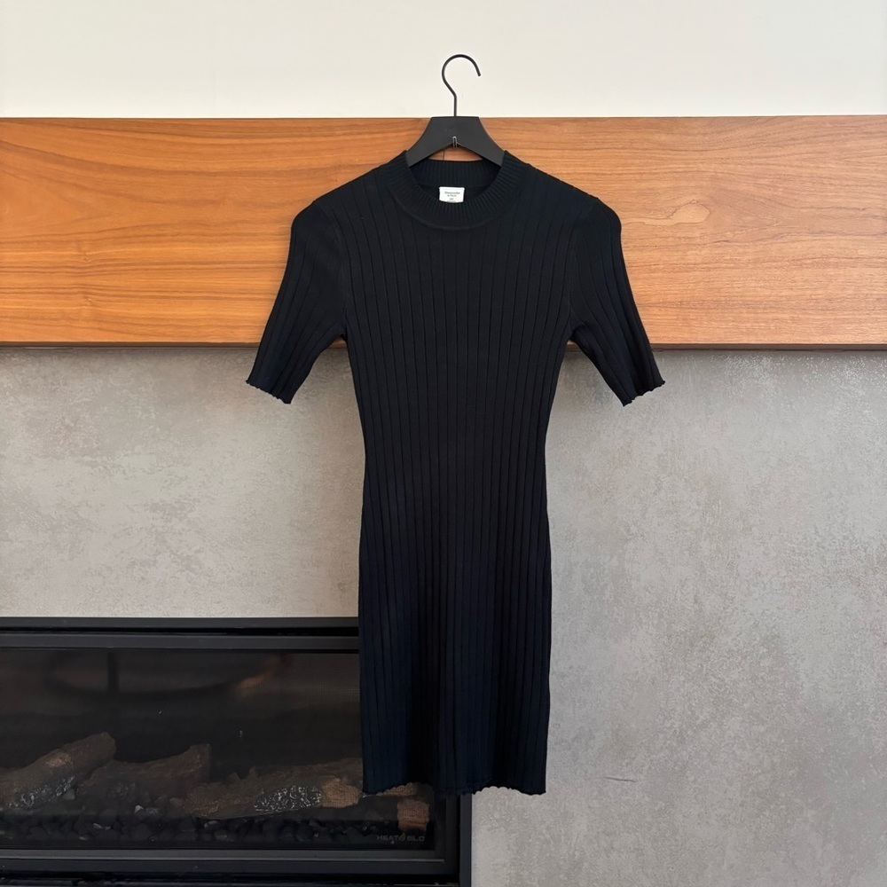 NWT Abercrombie & Fitch Black Ribbed‎ Mini Dress, Size XS